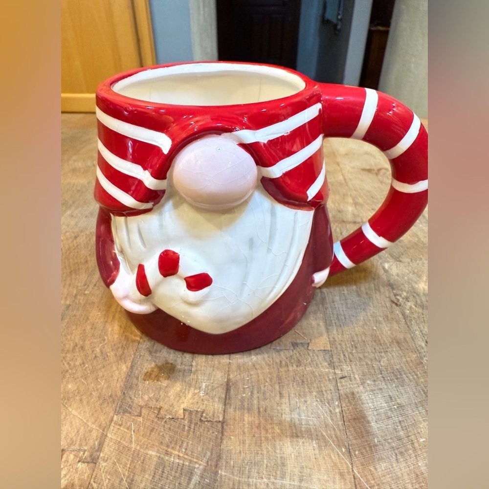 Festive Holiday Red and White Gnome Santa Mug Christmas Cup Peppermint & Pine